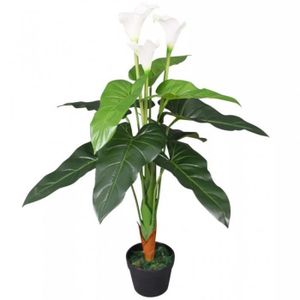 FLEUR ARTIFICIELLE Plante artificielle avec pot Lis Calla 85 cm Blanc