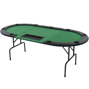 TABLE DE JEU CASINO Table de poker pliable ovale pour 9 joueurs - QQMORA - Vert et noir