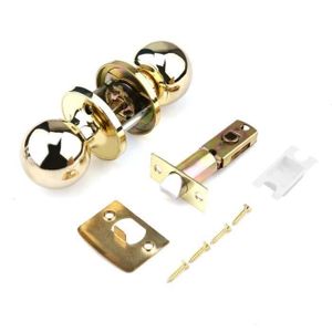 POIGNÉE DE PORTE Chuntin-Ensemble d'entrée de boule ronde à loquet sphérique durable de bouton de poignée de porte de haute qualité intimité doré