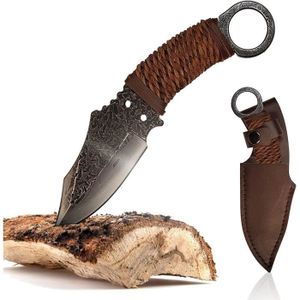 Couteau de chasse ultra tranchant, couteau de tourisme 2 en 1