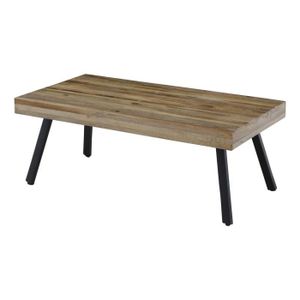 TABLE BASSE Table basse rectangulaire teck et métal 120 cm Woo