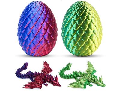 YOUNGSAY Oeuf Dragon 3D – 2 Pièces Laser Bleu/vert – Dragon Réaliste 13,5 Cm – Déco Maison