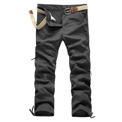 Cargo Pantalon Homme Sans Ceinture Coton Cargo Gris Gris