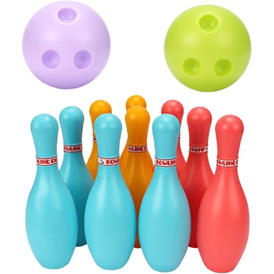 Ensemble Bowling Enfants – 10 Quilles 25 Cm + 2 Balles – Plastique Non Toxique – Intérieur/extérieur – 2-7 Ans