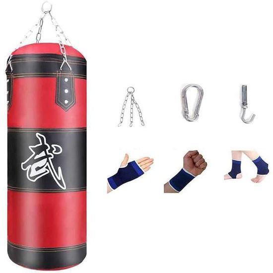Sac De Frappe Suspendu Avec Chaînes - Pour Boxe, Muay Thai Et Arts Martiaux, Renforcé PU