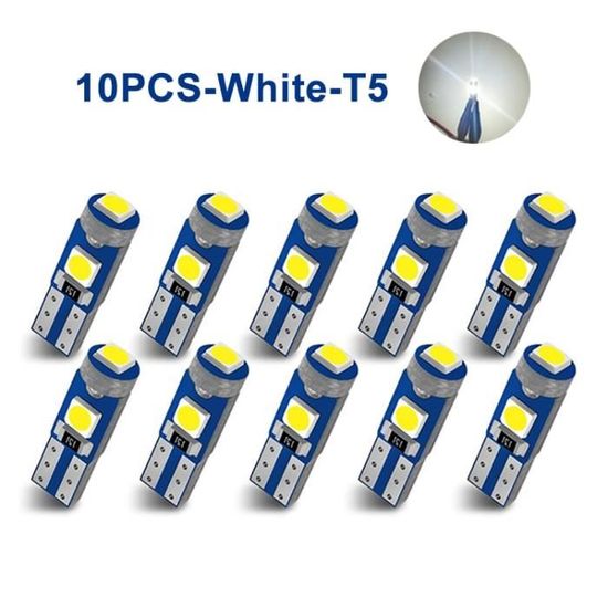 10PCS-White-T5 -NLpearl – lampe de signalisation 10x, ampoule Led T5, Canbus 3030SMD, W3W w1.2 w, lumière d&#39intérieur de voiture,