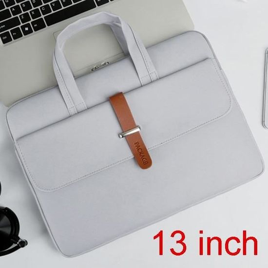 Porte-documents,Sac à main en cuir PU étanche pour hommes et femmes, sacoche pour ordinateur portable de 13 14  - Type 13inch gray