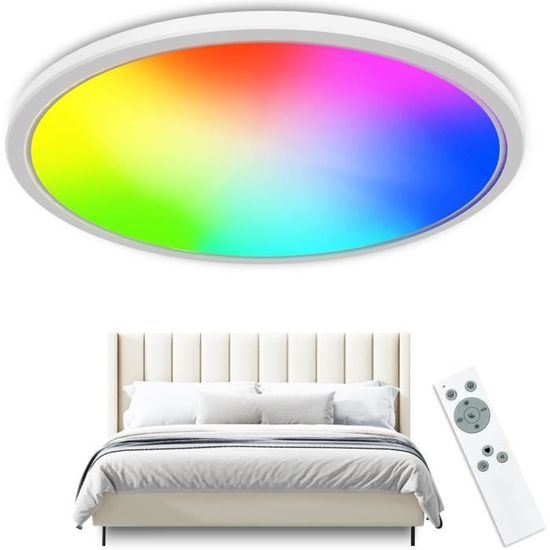 Plafonnier LED Dimmable RGB Tyreses - 24W, Télécommande, 3000K-6500K, Ø30cm