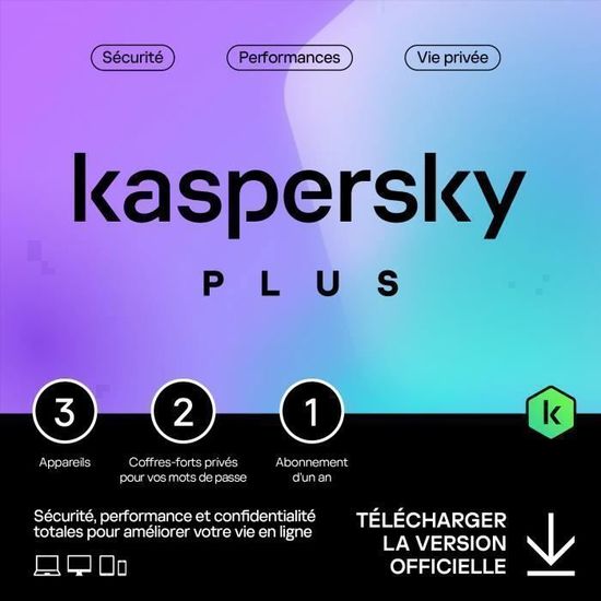 Kaspersky Plus (Internet Security) 2024 - (3 Postes - 1 An) | Version Téléchargement