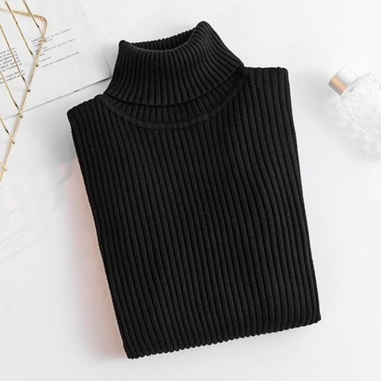 Pull Femme élégant En Laine Tricotée - Col Roulé Décontracté - Chaud Et Doux Pour L'automne Et L'hiver