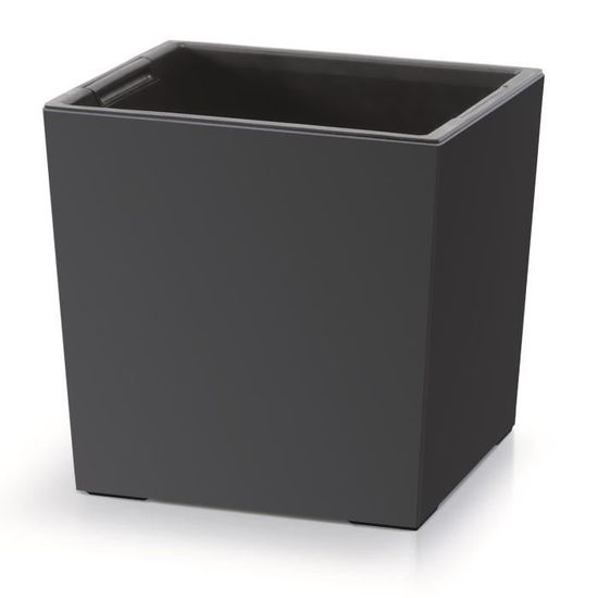 Pot De Fleurs Béton Slim Carré XXL 62cm Avec Insert - Intérieur Extérieur Résistant Gel
