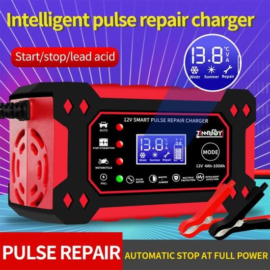 Chargeur Batterie Voiture Moto 12V 6A Intelligent Husgw - Réparation, Maintien, Écran LCD Pour AGM Gel Wet SLA