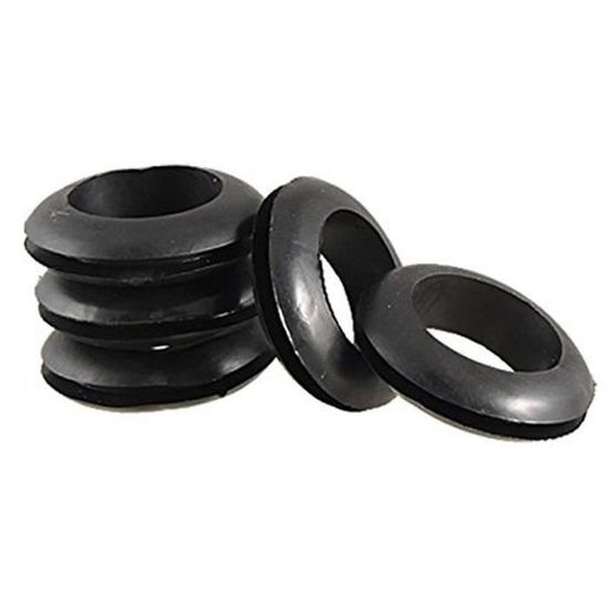 5 Pièces Passe-fils Caoutchouc Noir 20mm - Pour Protection Câbles, Double Face