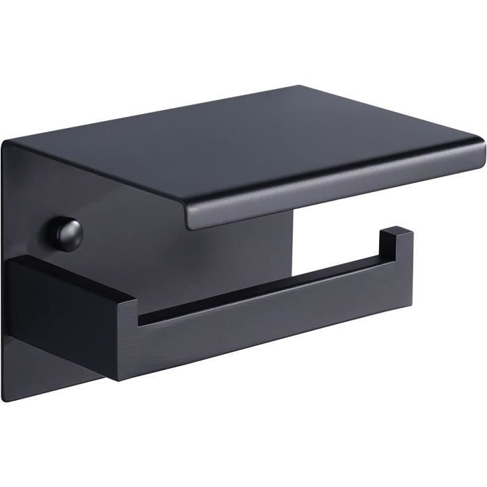 Porte-rouleau de papier toilette autocollant sans perçage, noir mat - Porte-rouleau de papier Porte-rouleau de papier toilette autocollant sans perçage, noir mat - Porte-rouleau de papier