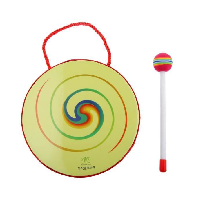 Tambour Tenu Dans La Main De Cadre En Bois Antique Vintage Avec Des Jouets éducatifs D'enfants De Maillet