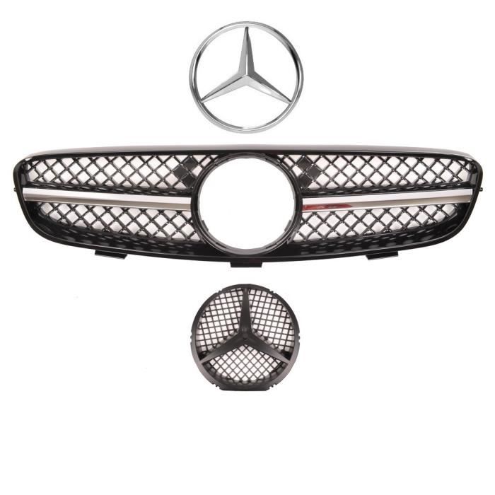 CALANDRE NOIR ET CHROME POUR MERCEDES CLK W209 COUPE ET CABRIOLET DE 03/2002 A 06/2009