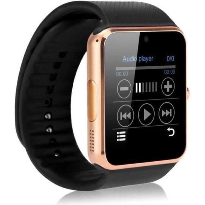 Bluetooth GT08 Montre-Bracelet intelligente de santé Téléphone de Montre avec slot de carte SIM pour Android Gold