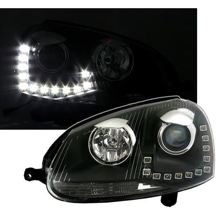 2 FEUX PHARE AVANT DEVIL EYES LED POUR VW GOLF 5 DE 10/2003 A 09/2008 A FOND NOIR