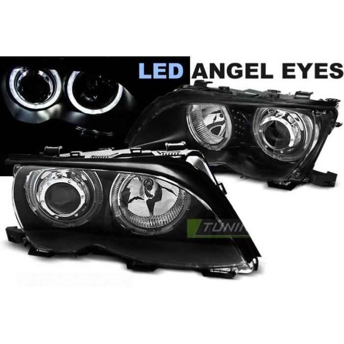 Paire de phares BMW serie 3 E46 01-05 angel eyes led noir-27361155