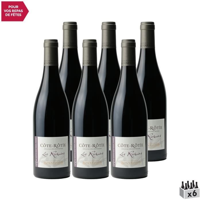 Côte Rôtie Les Rochains Rouge 2019 - Lot de 6x75cl - Domaine Patrick et Christophe Bonnefond - Vin AOC Rouge de la Vallée du Rhône