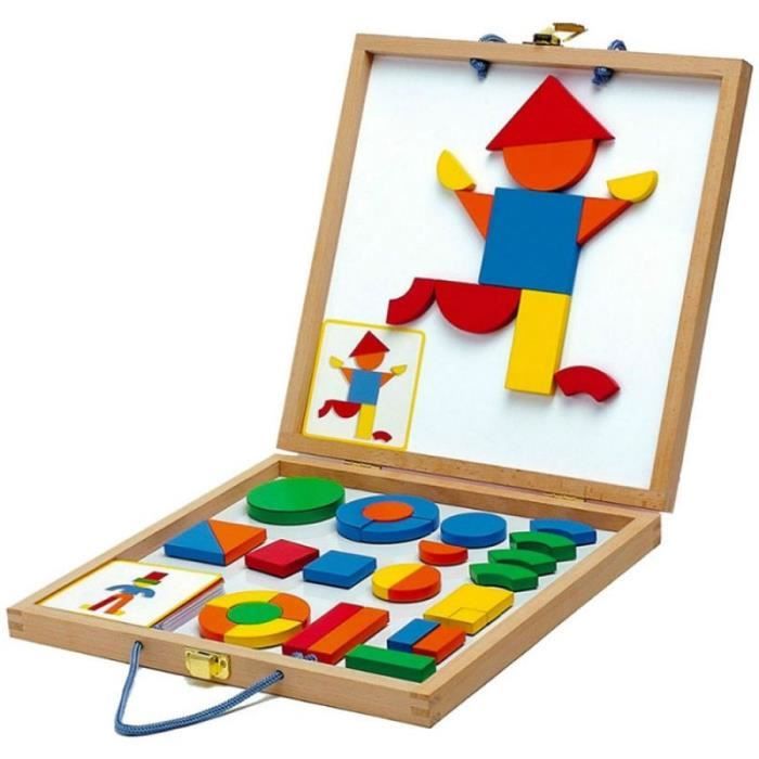 Mallette aimantée magnétique bois Enfant Coffret Géoforme Djeco 42 pièces