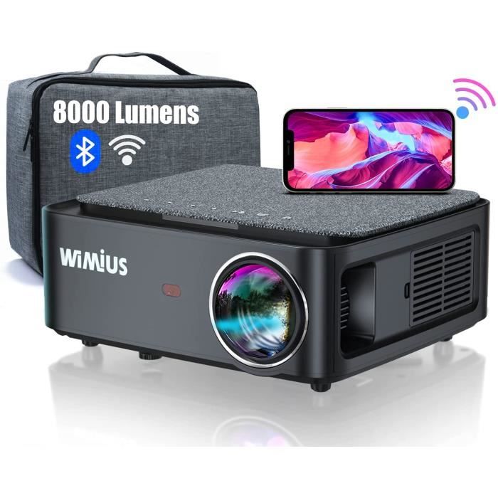 Vidéoprojecteur WiFi Bluetooth Full HD 1080P, 8000 Lumens WiMiUS Rétroprojecteur 1080P Supporte 4K Réglage 4D Fonction Zoom Pro A214