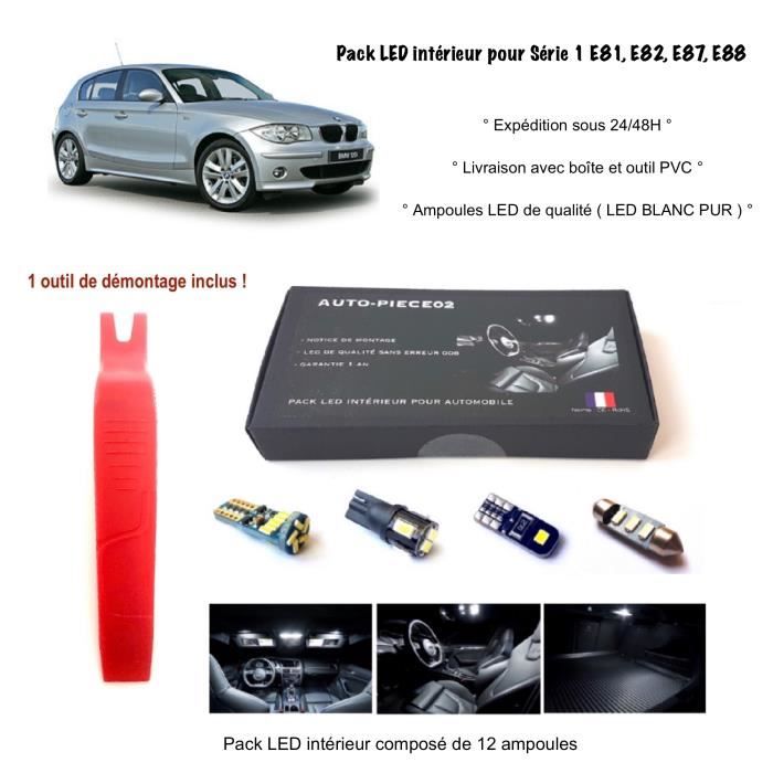 Pack FULL LED intérieur pour BMW Série 1 E81, E82, E87, E88 (Kit ampoules blanc pur)