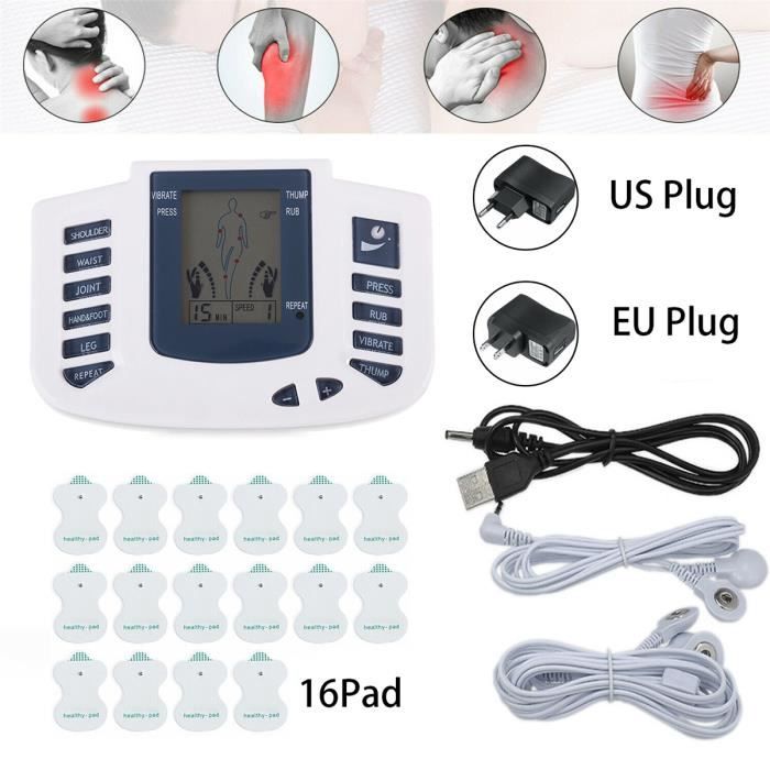 Electrostimulation Tens 16 Électrodes 8 Modes Acupuncture Muscle Relax EU Plug