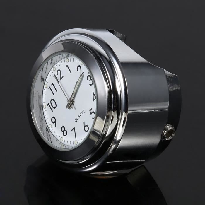 Akozon Horloge de cadran de montage de guidon de moto 7/8 pouces 1 ' Montre universelle étanche pour guidon de moto Horloge à