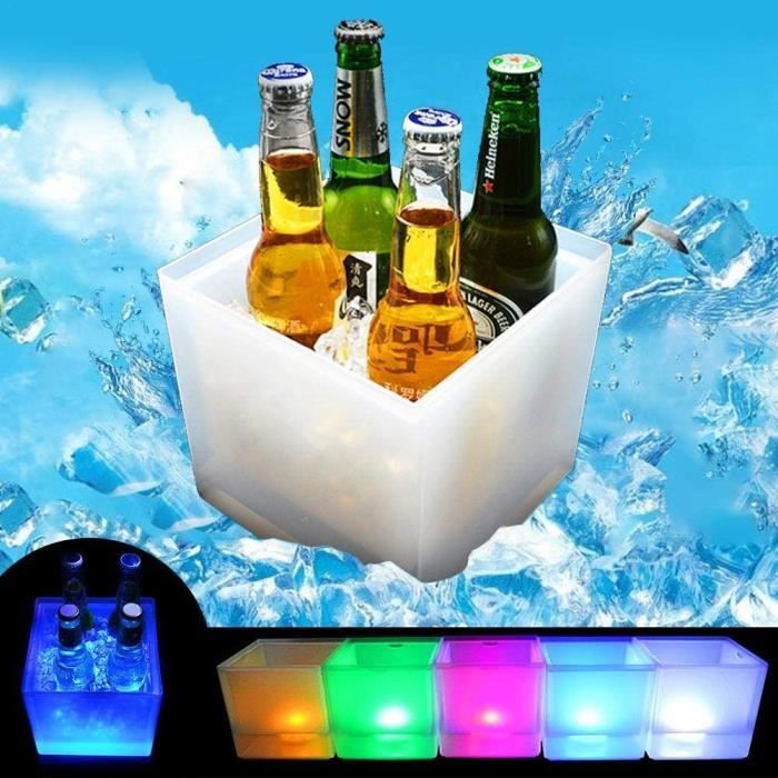wangza Seau À Glace Seau À Glace Lumineux Double Seau À Glace À Champagne Seau À Glace Lumineux Carré A120