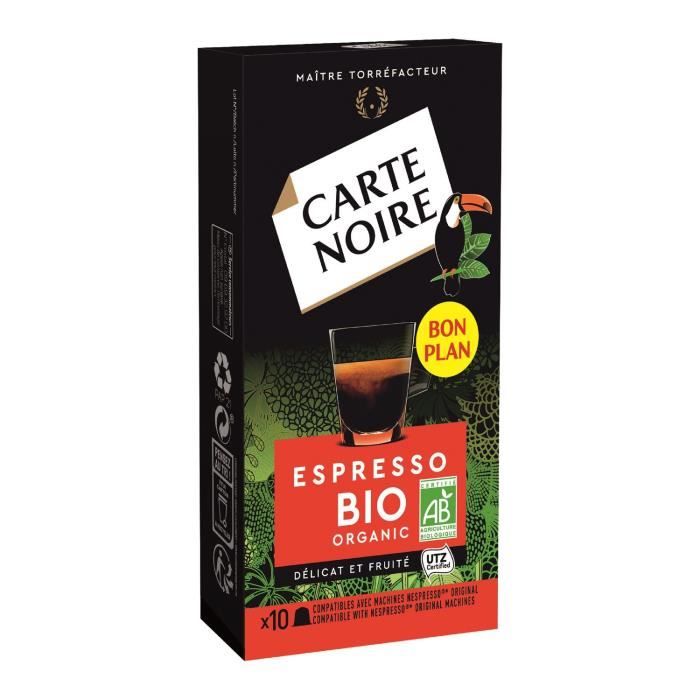LOT DE 12 - CARTE NOIRE Café capsules espresso Bio - boite de 10 capsules
