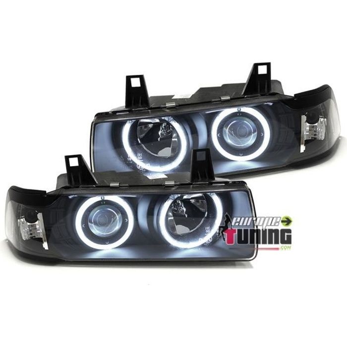 PHARES NEON CCFL ANGEL EYES BMW E36 SERIE 3 BERLINE / TOURING NOIRS (13712)