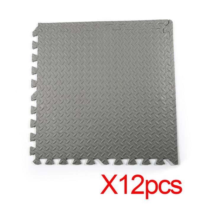 12 Pièces Verrouillage Eva Gris Mousse Exercice Jeu Tapis De Sol Gym Garage Maison Bureau