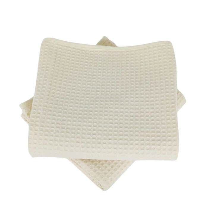 LINANDELLE - Lot de deux serviettes coton 57 fils nid d'abeille WEEK END - Ivoire - 70x140 cm