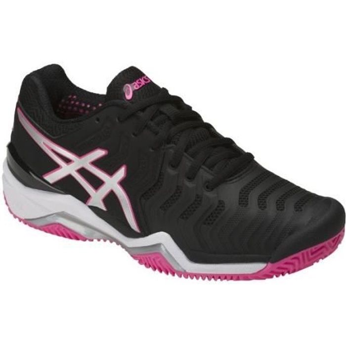 Chaussures ASICS Femme Gel-Resolution 7 Clay Noire / Rose PE 2018