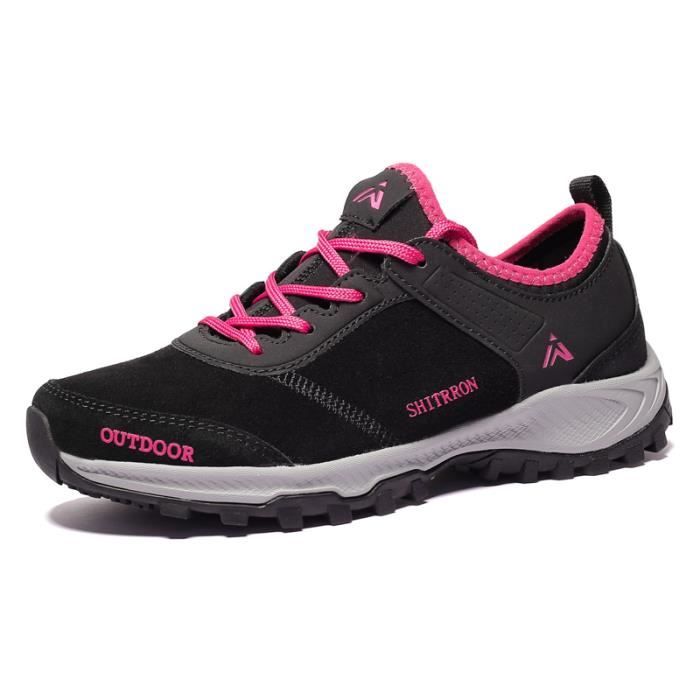 Chaussures De Randonnée Femme Voyage à pied Suédé Trekking Outdoor Noir Chaussure