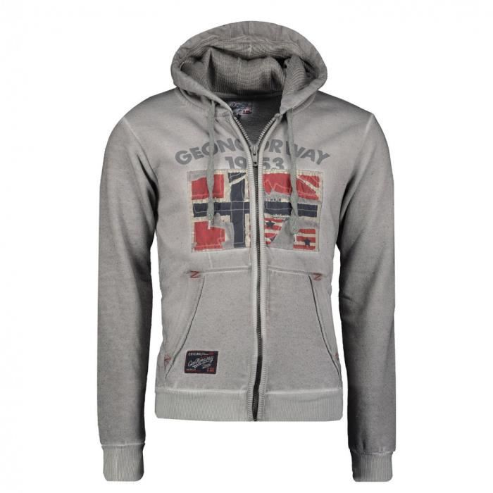 Sweat zippé Gris Homme Geographical Norway Gotz