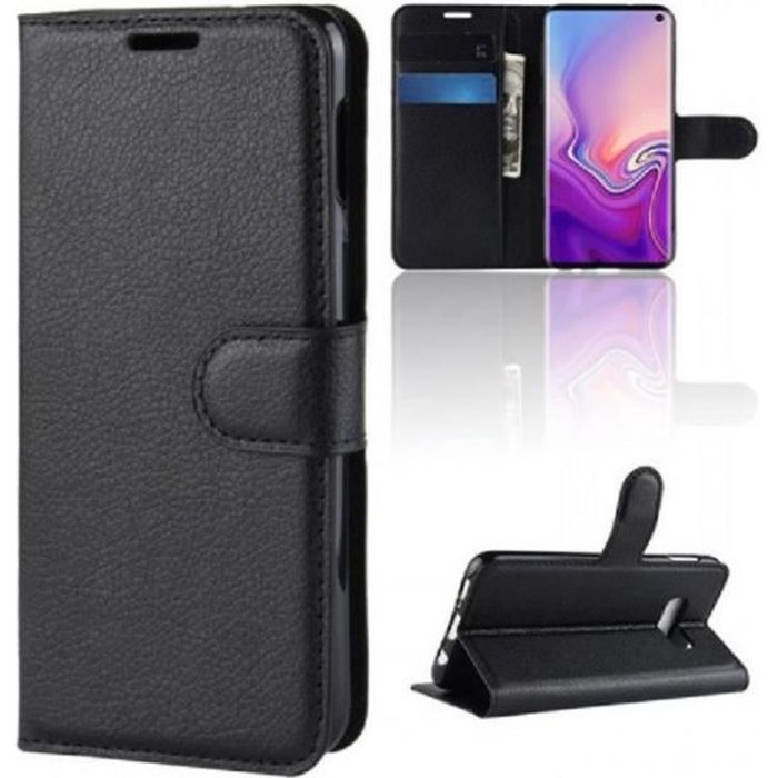 Etui Samsung Galaxy S10 Noir, Portefeuille Flip Cover Housse Etui