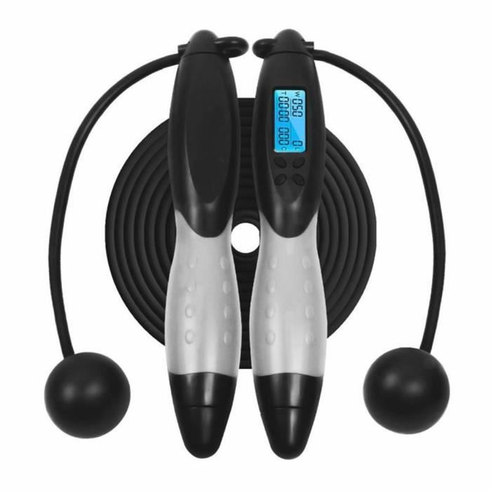 Corde à sauter sans fil Crossfit Crossfit Burning Calorie 3m Gym Fitness - Noir Gris