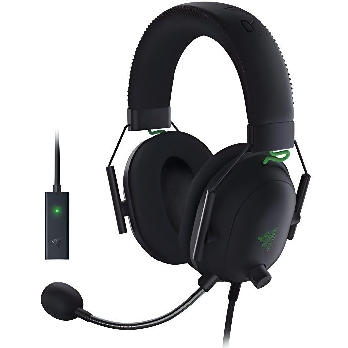 Razer BlackShark V2 avec carte son micro USB -Casque De Jeu Esports Prime (Haut-parleurs en titane de 50 mm, Micro cardioïde, Annula