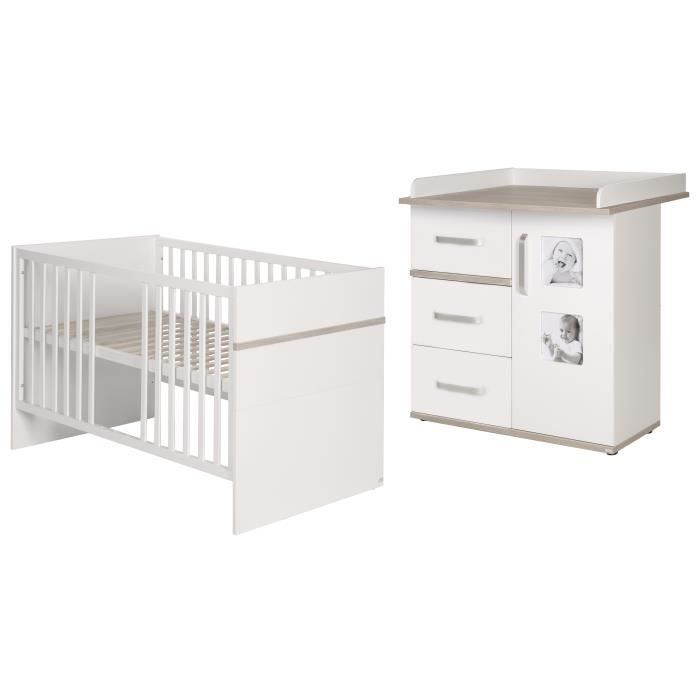 ROBA Ensemble de meubles bébé -Moritz- 2 pièces, lit combiné 70x140 cm + commode à langer blanc-beige