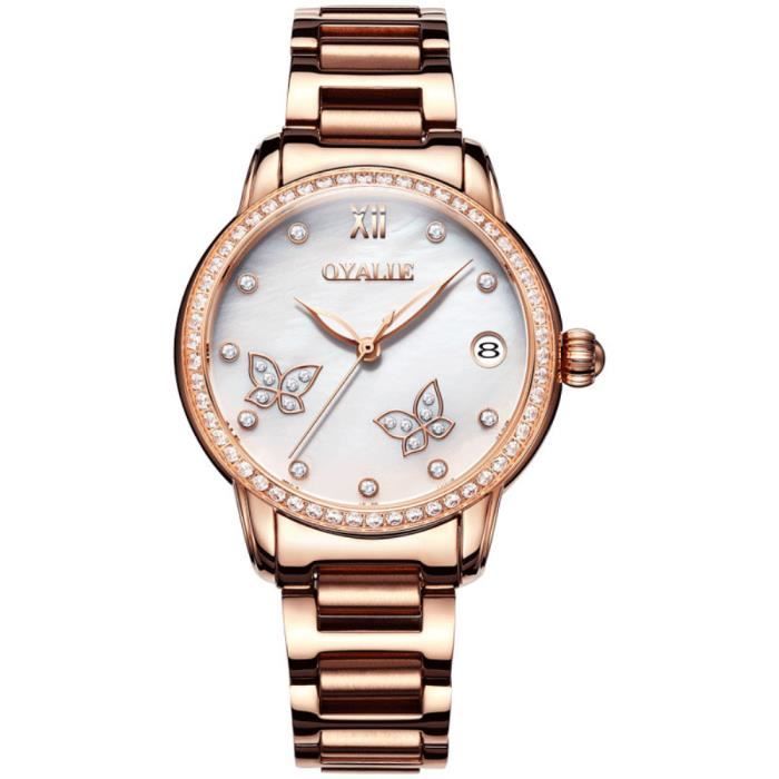 Montre Femme Automatique Mécanique Marque de Luxe diamant Étanche Strass Papillon Montre Femmes Bracelet en Acier Inoxydable Solide
