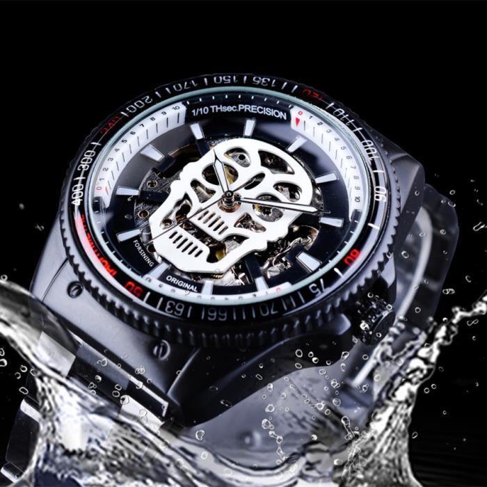 SHARPHY Montre Automatique Homme de marque 2019 mécanique bracelet Squelette skeleton date étanche noir , Top qualité
