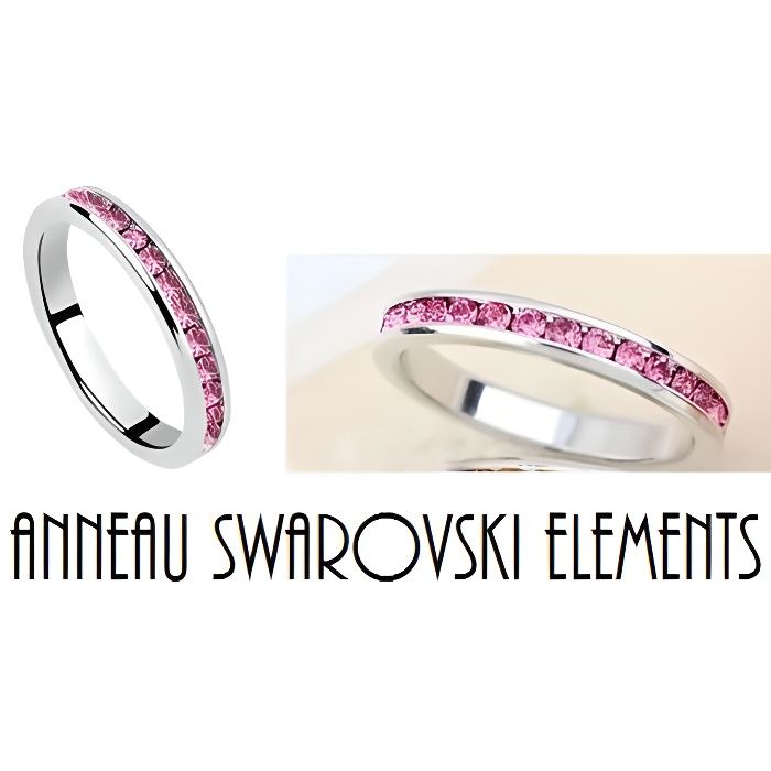 Bague solitaire Rose Swarovski Elements Taille 56