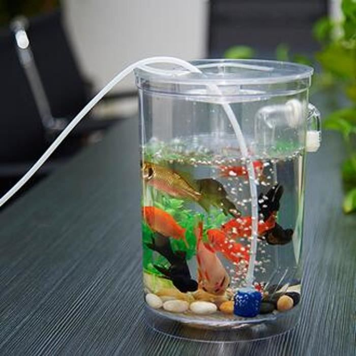 TEMPSA Mini Aquarium Cylindre Ecologique Pour Maison Bureau Décor AVEC LED