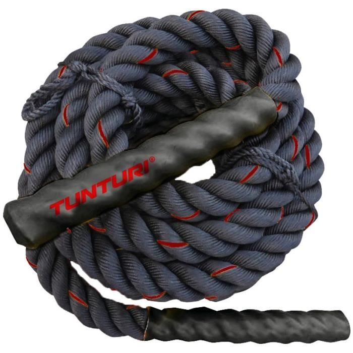 TUNTURI Corde ondulatoire de musculation battle rope crossfit 12m noire