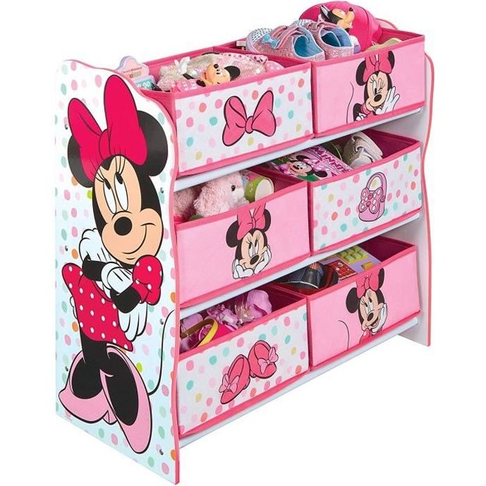 DISNEY MINNIE MOUSE Meuble de Rangement 6 corbeilles