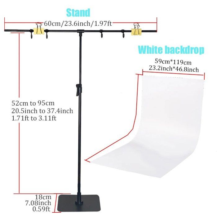 BFollow-Support d'arrière-plan en forme de T avec kit de toile de fond