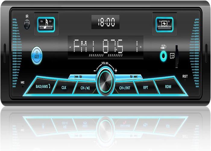 RDS Autoradio Bluetooth 1 DIN Wistrue 7 Couleurs - 4x65W FM/AM USB AUX Pour Voiture 9-24V