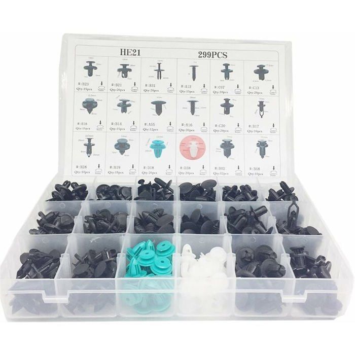 190 Clips Agrafes Plastique Pour Voiture - Kit Rivets Universels Pare-chocs, Portes - Avec Outil Démontage